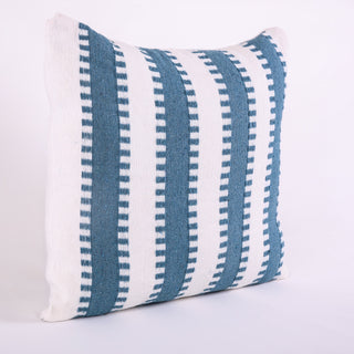 White Pillow Cover with  Blue Stripes  