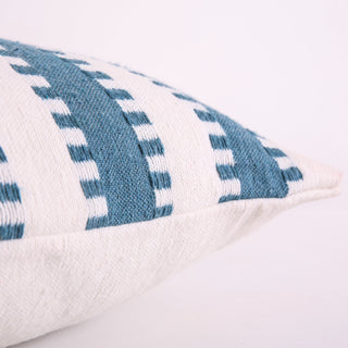 White Pillow Cover with  Blue Stripes
