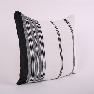 Black and White Striped Handwoven Pillow Cover
