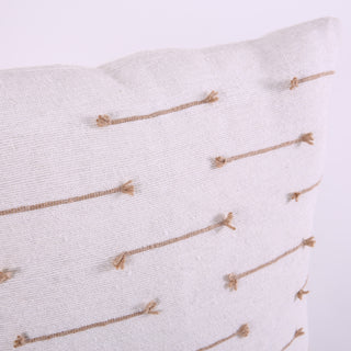 Horizontal Gold Stitched Lines White Pillow Cover 22"x22" and 18"x18"