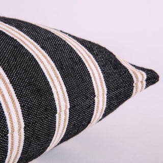 Black Pillow Cover with White stripes  - 18x18"