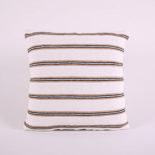 Handwoven White Pillowcase with Brown Stripes