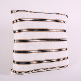 Handwoven White Pillowcase with Brown Stripes